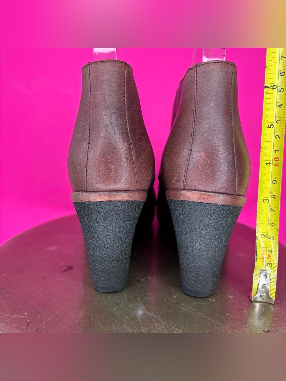 Vanilla Moon Viola Bordo Leather Wedge Heel Lace-UP Ankle Boot EU 38 US 7.5 - Picture 5 of 8
